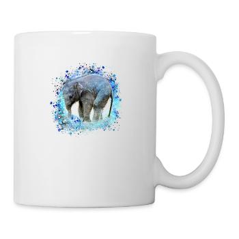 babyelefant,elefant,graffiti,blau,malerei - Tasse - Weiß - Rechts