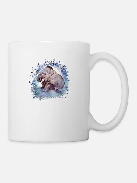 babyelefant,elefant,graffiti,blau,malerei - Tasse - Weiß