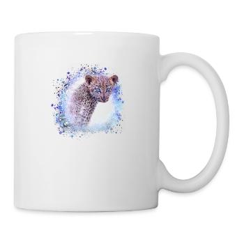 léopard, chat, chat sauvage, graffiti, peinture, bleu - Mug blanc - blanc - Droite