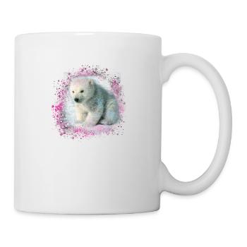 bébé ours polaire, ours polaire, peinture, rose, graffiti - Mug blanc - blanc - Droite