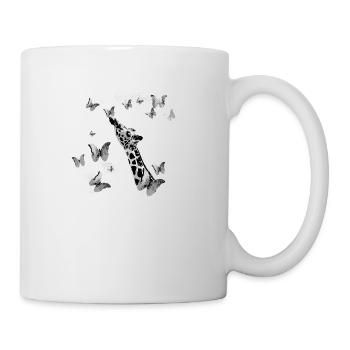 giraffe, schmetterlinge,hals,fliegen,bunt,malerei - Tasse - Weiß - Rechts