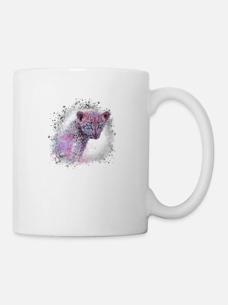 leopard, katze, wildkatze, graffiti, malerei,grün - Tasse - Weiß