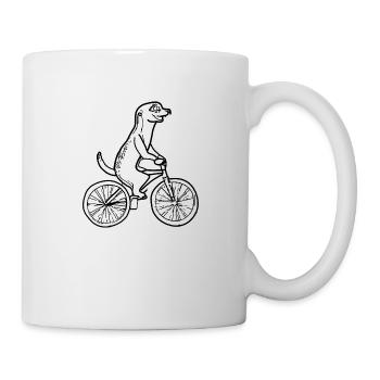 Meerkat Rides Vélo Idée Cadeau Vecteur - Mug blanc - blanc - Droite