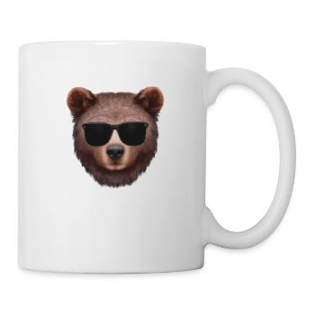 Visage d’ours avec lunettes de soleil - Mug blanc - blanc - Droite