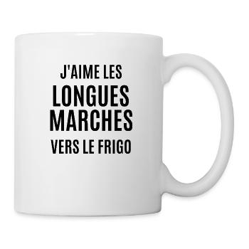 j'aime les longues marches vers le frigo - Mug blanc - blanc - Droite