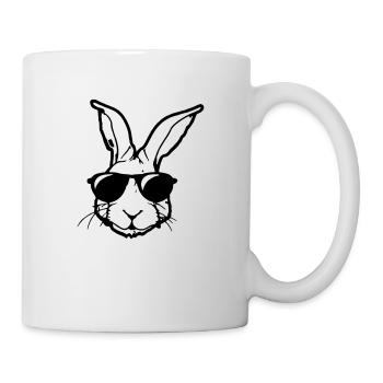 Lapin avec lunettes de soleil Tête de lapin Idée cadeau - Mug blanc - blanc - Droite