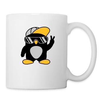 Cool Penguin Peace Hand Signal - Mug - white - Right