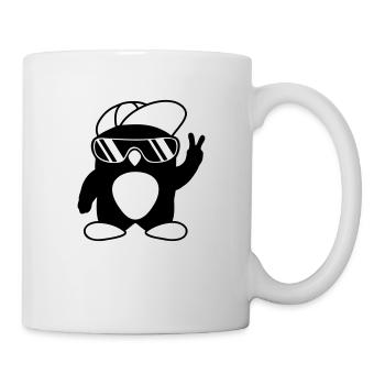 Peace Cool Penguin Hand Signal - Mug - white - Right