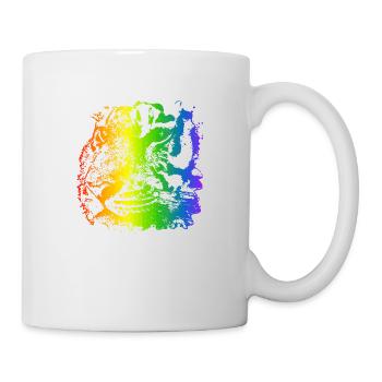 Regenbogen bunt Tiger Gesicht Tier Tigergesicht - Tasse - Weiß - Rechts
