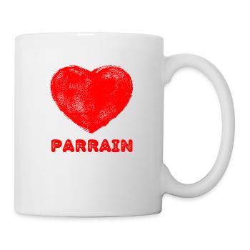 J'aime mon Parrain - grand cœur rouge - Mug blanc - blanc - Droite