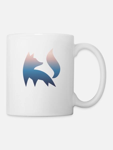 Fuchs Silhouette Wald Natur Rotfuchs Farbverlauf - Tasse - Weiß
