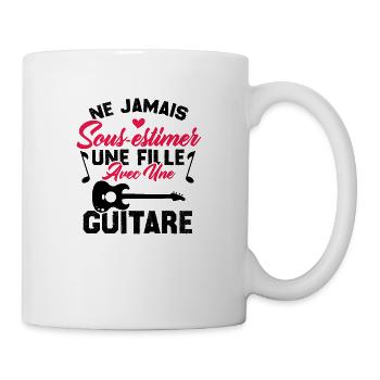 Ne jamais sous estimer une fille avec une guitare - Mug blanc - blanc - Droite