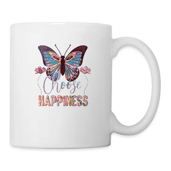 Schmetterling Blume blumig Sprüche Spruch Blumen - Tasse - Weiß - Rechts