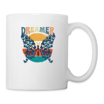 Schmetterling Blume blumig Sprüche Spruch Blumen - Tasse - Weiß - Rechts