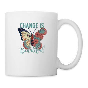 Schmetterling Blume blumig Sprüche Spruch Blumen - Tasse - Weiß - Rechts