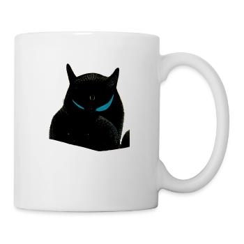 Black cat with blue eyes - Mug - white - Right