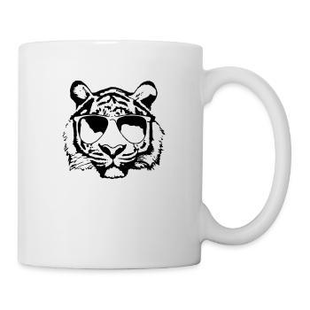 Tiger mit Sonnenbrille Coole Geschenkidee - Tasse - Weiß - Rechts