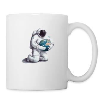 Astronaut mit Erdkugel Geschenk für Astronauten - Tasse - Weiß - Rechts