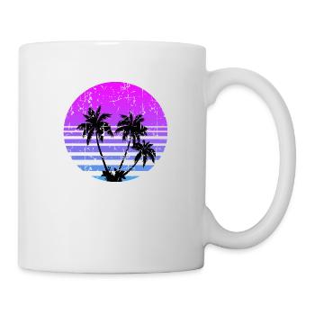 palmen retro sonne - Tasse - Weiß - Rechts