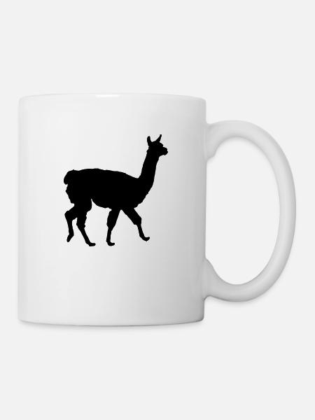 Lama Alpaga Silhouette Drôle Pas de Drame Lama - Mug blanc - blanc
