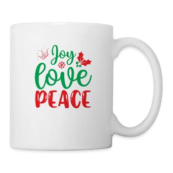 Joy love peace - humour noël - Mug blanc - blanc - Droite