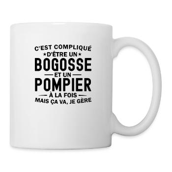bogosse et pompier / humour pompier - Mug blanc - blanc - Droite