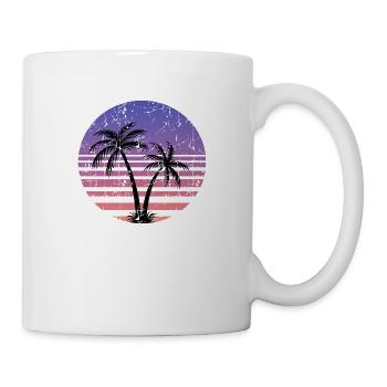 palmiers soleil rétro - Mug blanc - blanc - Droite