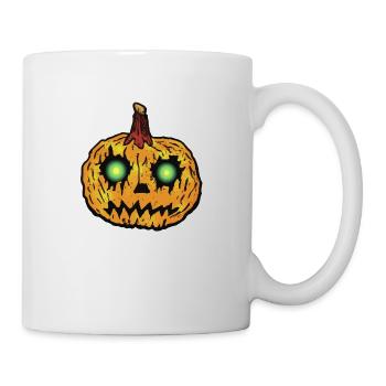 Visage de citrouille aux yeux brillants Halloween - Mug blanc - blanc - Droite