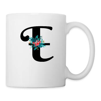 Buchstabe E geblümt - Tasse - Weiß - Rechts