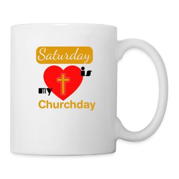 staurday churchday - Tasse - Weiß - Rechts