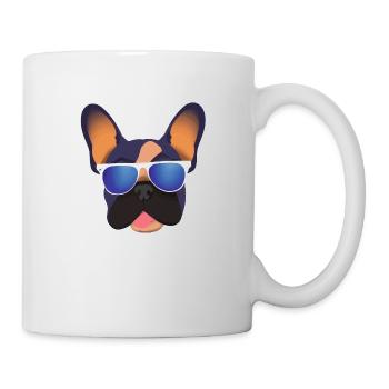 Français Bulldog avec lunettes de soleil Chien - Mug blanc - blanc - Droite