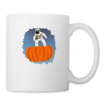 Astronaut Rides Pumpkin Halloween Party Space - Mug - white - Right