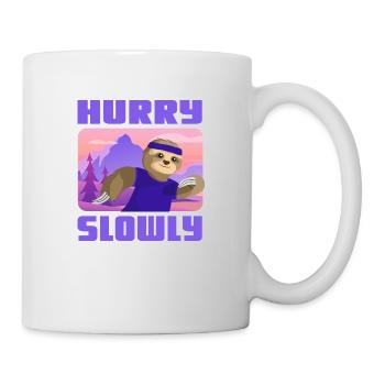 hurry slowly Faultier wandern sport Natur outdoor - Tasse - Weiß - Rechts