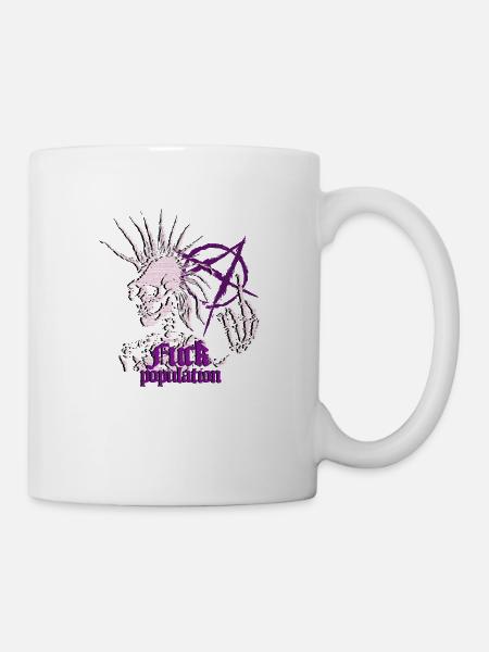 Skelett Punk Irokesen Anarchie Mittelfinger Viol - Tasse - Weiß
