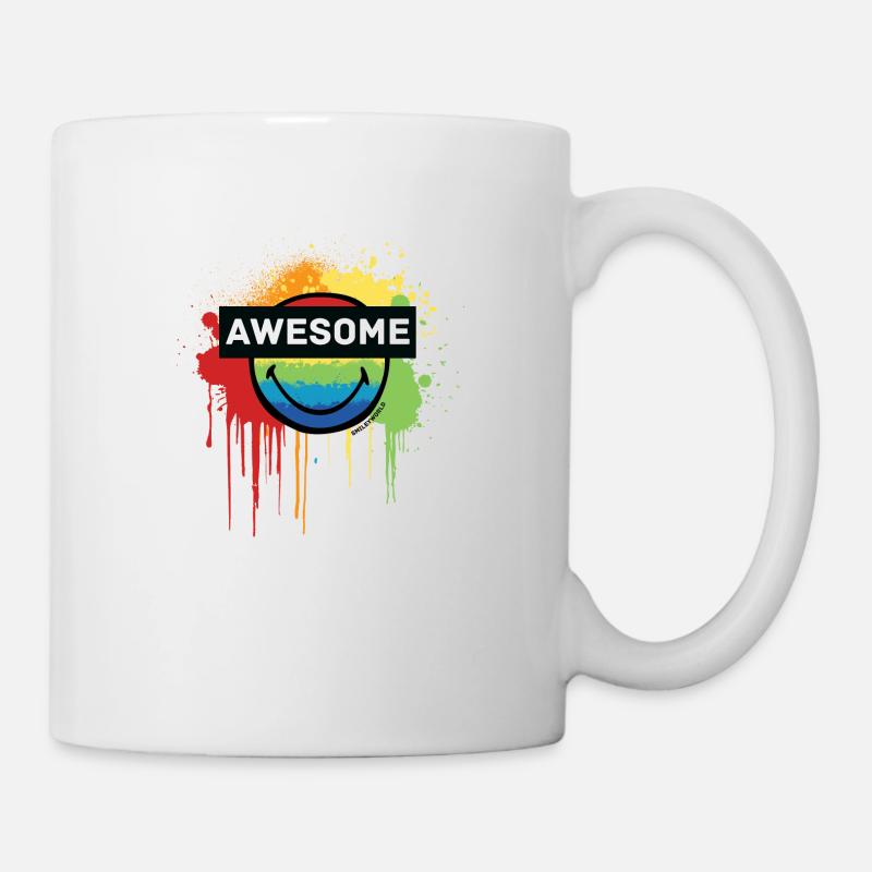 SmileyWorld Awesome Regenbogen-Smiley - Tasse - Weiß
