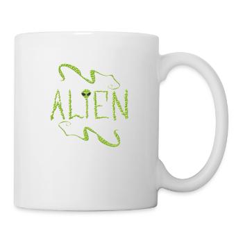 Alien aux yeux noir extraterrestre vert caché - Mug blanc - blanc - Droite