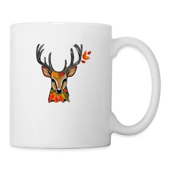 Hirschkopf im Herbst Hirsch Geweih Bock Reh Kitz 2 - Tasse - Weiß - Rechts