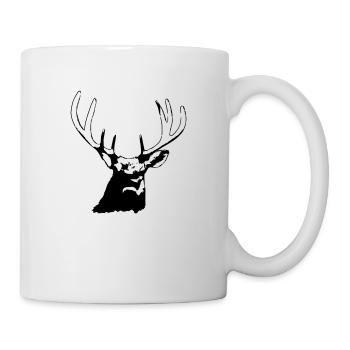 Deer Head in Autumn Deer Antlers Goat Deer Vector - Mug - white - Right