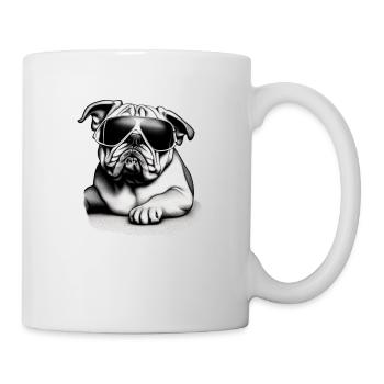 Chiens bouledogues avec lunettes de soleil motif cool - Mug blanc - blanc - Droite