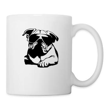 Chiens bouledogues avec lunettes de soleil vecteur cool - Mug blanc - blanc - Droite