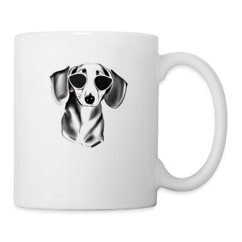 Chien teckel avec lunettes de soleil motif cool 7 - Mug blanc - blanc - Droite
