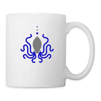 Oktopus Tintenfisch Krake Blau Grau Animation - Tasse - Weiß - Rechts