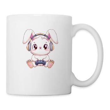 00271 Hase mit Kopfhörer und Controller - Tasse - Weiß - Rechts