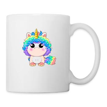 00265 flauschiges Einhorn Baby mit Regenbogenmähne - Tasse - Weiß - Rechts