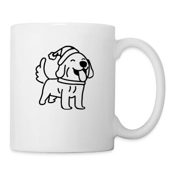 Hund mit Weihnachtsmütze Lustige Geschenkidee - Tasse - Weiß - Rechts