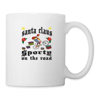 Santa Claus with mountain bike sporty underwgs - Mug - white - Right