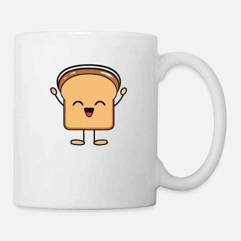 Brot Toast mit Gesicht Lustig Geschenkidee - Tasse - Weiß