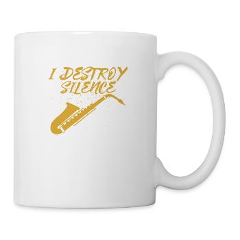 Je détruis le saxophoniste silencieux saxophoniste - Mug blanc - blanc - Droite