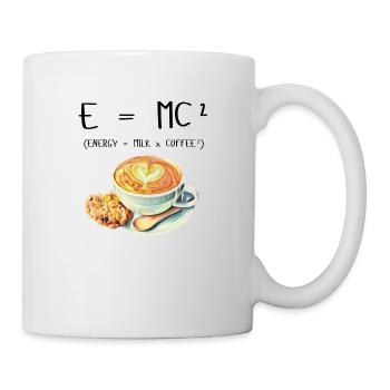 E MC² Kaffee Milch Energie Geschenk lustig - Tasse - Weiß - Rechts