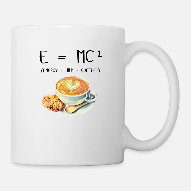 E MC² Café Lait Énergie Cadeau drôle - Mug blanc - blanc
